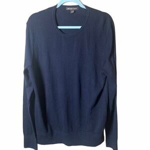 Michael Kors Sweater Womens Large Blue Lightweight Round Neck Ribbed Cuffs Hem